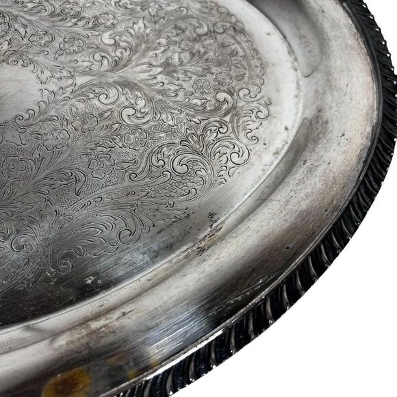 Vintage FB Rogers Silver Co. Silver Plated Over Copper Serving Tray with Handles - Picture 3 of 6